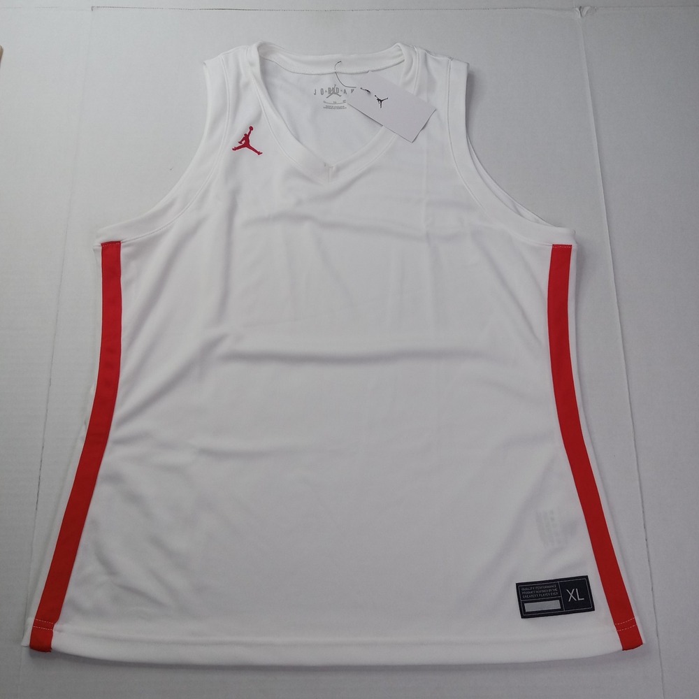 New Nike Air Jordan Dri-fit Overtime Basketball Jersey Women's Size XL White Red
